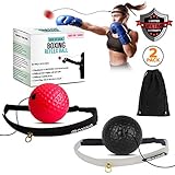 Boxing Reflex Ball (2 Sets) 2 Difficulty Level Balls on String with 2 Headbands For Speed Training, React Reflex Boxing Ball Softer than Tennis, Boxer Balls For Hand-Eye Coordination Adults/Kids