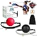 Boxing Reflex Ball (2 Sets) 2 Difficulty Level Balls on String with 2 Headbands For Speed Training, React Reflex Boxing Ball Softer than Tennis, Boxer Balls For Hand-Eye Coordination Adults/Kids