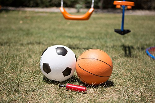 FITNESS REALITY KIDS 8452 Fitness Realtiy Kids 7 Station Sports Series Metal Swing Set with Basketball & Soccer, One Size, One Color - Thumbnail 7