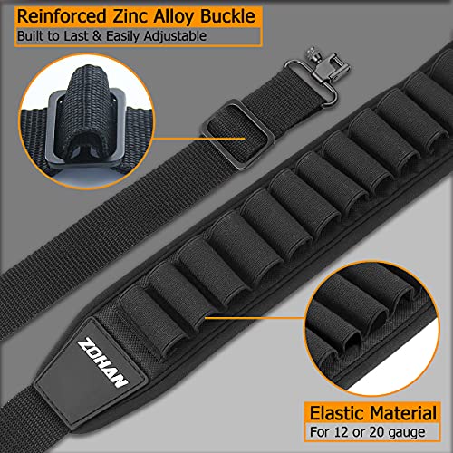ZOHAN Shotgun Sling with Shell Holder for 12 Gauge,Durable Rifle Sling