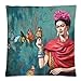 Home Decorative Cushion Cover Colorful Flowers Pillowcase 17 x 17 Inches Woven Pillow Covers Polyester Home Decor Cushion Cover for Sofa (A5)