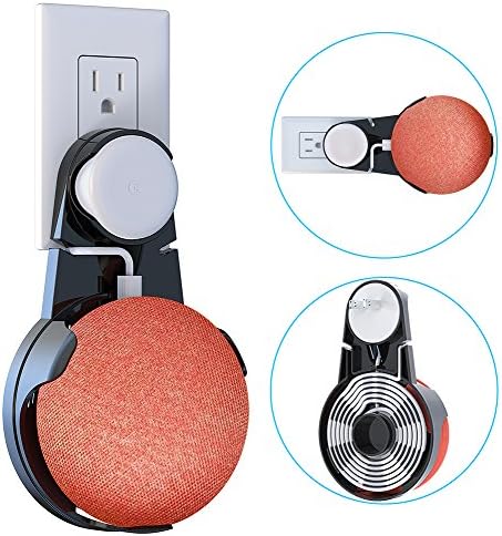 Bcway Google Home Mini Wall Mount, Outlet Hanger Back Pack Holder for Home Mini Voice Assistants, Smart Home Mini Speaker Accessories, No Messy Wires (Black)