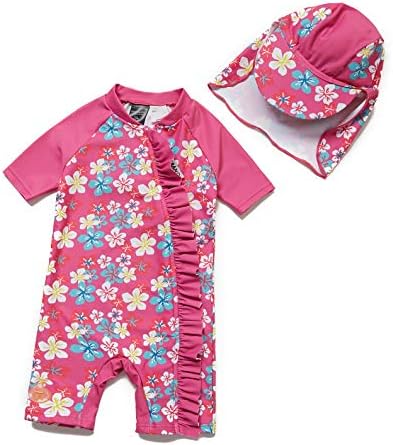 Bonverano ベビー キャンペーンもお見逃しなく 水着 Upf50 Uvカット ワンピース ラッシュガード 等身のジッパー キャップ付き 女の子