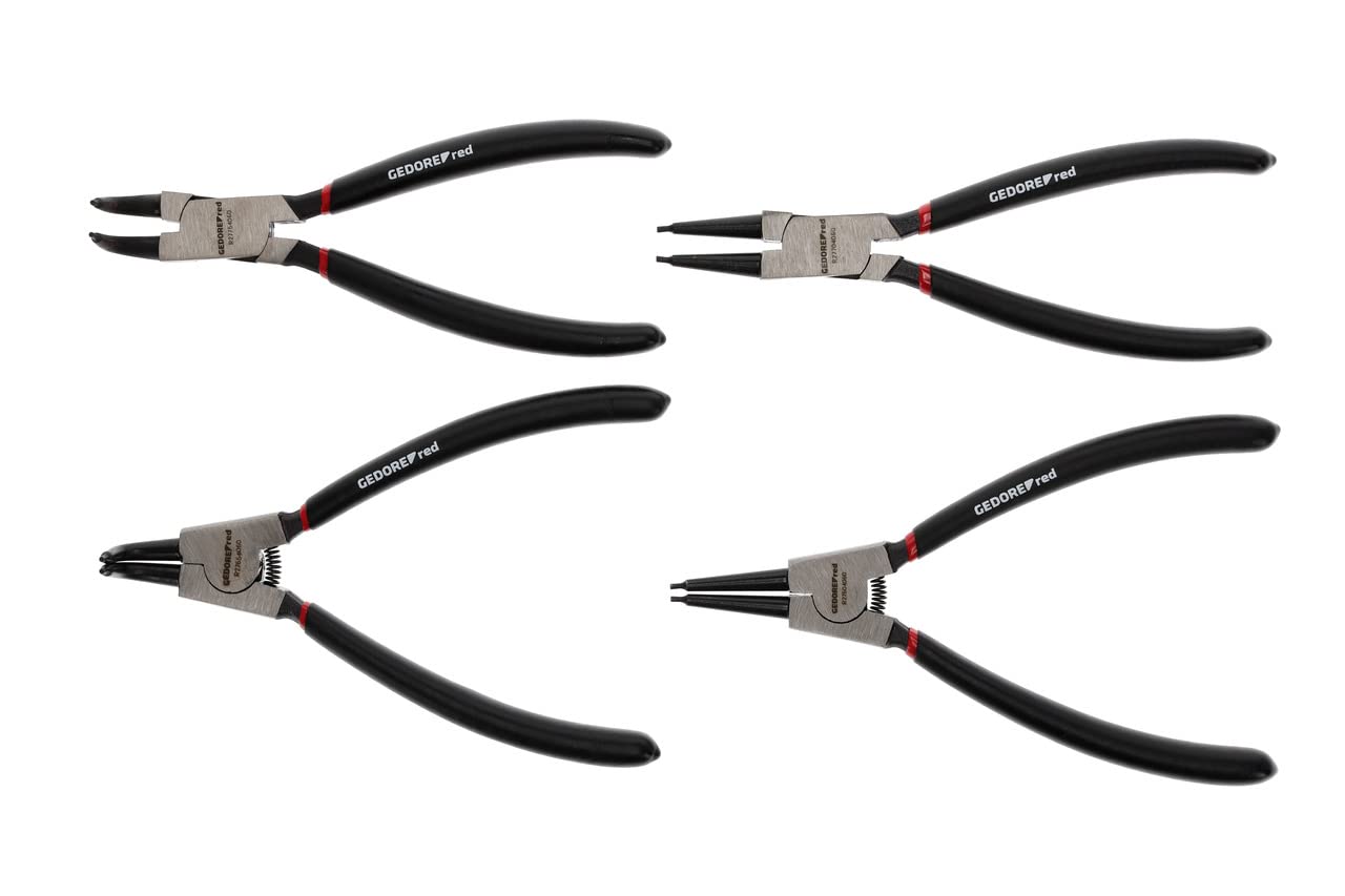 GEDORE 4-pc. Circlip pliers set, Tool set for inner and outer circlips, Straight and angled jaws, R28002004