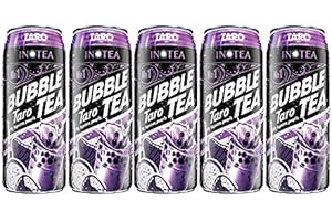 (Pack of 5) INOTEA Bubble Tea 5 Cans from ATIUS. Milk Tea with Boba Pearls in a Can (16.6oz/can). Choose One from Variety of Flavors: Brown Sugar, Taro, Honeydew, Banana, Matcha. Straws Included. (Taro)