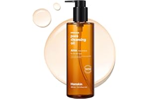 HANSKIN Pore Cleansing Oil AHA 300 mL / 10.14 fl. oz | Gentle Exfoliating & Hydrating Facial Cleansing Oil | Makeup Remover f