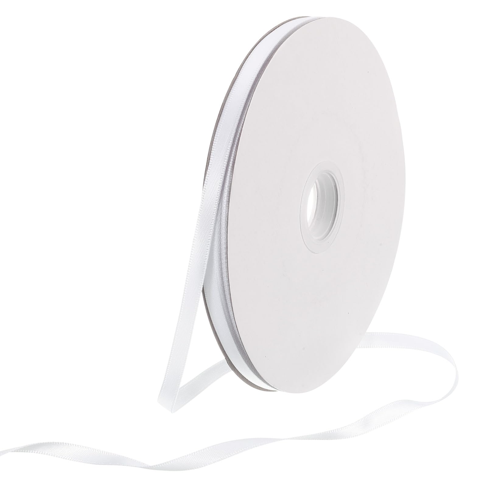 Rebower 6mm Satin Ribbon 64m Thick Double Face Grosgrain Silk Ribbon, [for Gift Wrapping, Hair Bows, Wedding, Cake, Flower] - 70 Yard/210ft/ White