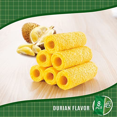 EULONG Durian Cookie Rolls, Crispy Mini Rolled Wafer Snack, Finger Egg