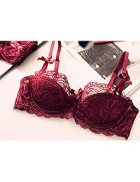 Conjunto de lencería sexy con sujetador de encaje y bragas con aros