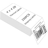 4" x 4" Thermal Labels Printable Shipping Label Stickers with Strong Adhesive, Large White Sticker Square Labels for Mailing, Shipping, Compatible with Most Thermal Printers (4" x 4"-250pcs)