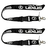 2pcs Set Black Lexus Auto Lanyard Workout Gear Office And Auto Car Keychain Accessories Motorbike Superbike Lanyard With Webbing Strap Quick Release Buckle