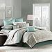 Madison Park Paige 8 Piece Comforter Set Aqua Queen