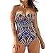 ZXZY Womens Bohemian Print Tube One Piece Monokinis Bathing Suits with Strap,Blue,Large