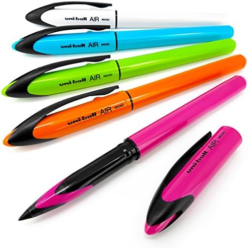 Uni-Ball AIR Micro - 0.5mm Fine Rollerball - Blue Ink - Assorted Barrels - 5 Pack