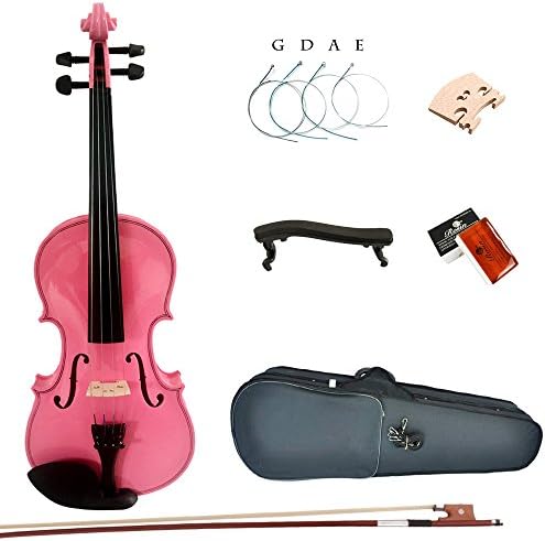 Mylin 3/4 Pure Colored Solid Wood Children Violin Beginners Kit Fiddle with Case, Shoulder Rest, Bow, Rosin, Extra Bridge and Strings