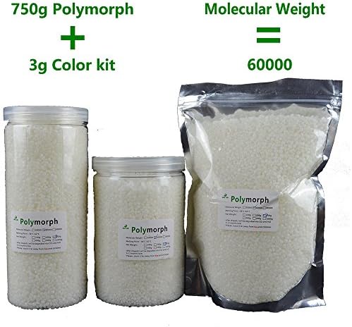 750g(26.5 oz) PCL+3 g Pigments plastimake Polymorph Thermoplastic polycaprolactone plastic for hobbyist mould (750g PCL+Black+Red+Green)