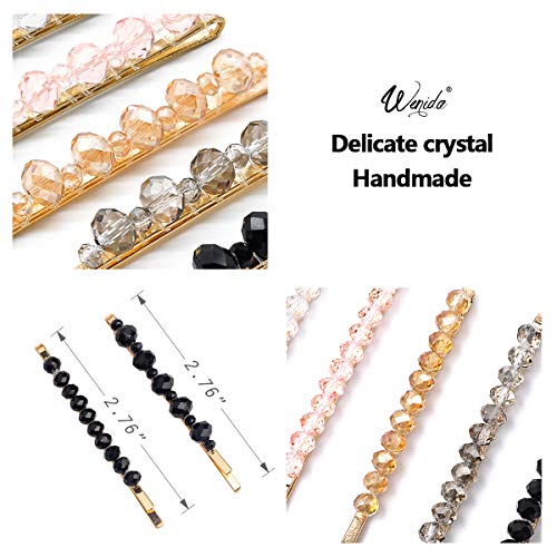 image for Hair Clips Wenida 10 Pieces Fashion Crystal Metal Hair Pins Barrettes 
