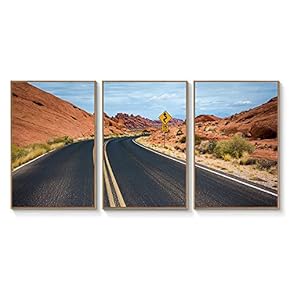 Floating Framed Canvas Wall Art for Living Room, Bedroom Landscape Gorge Mountain River Grassland Canvas Prints for Home Decoration Ready to Hang - 16"x24"x3 Panels