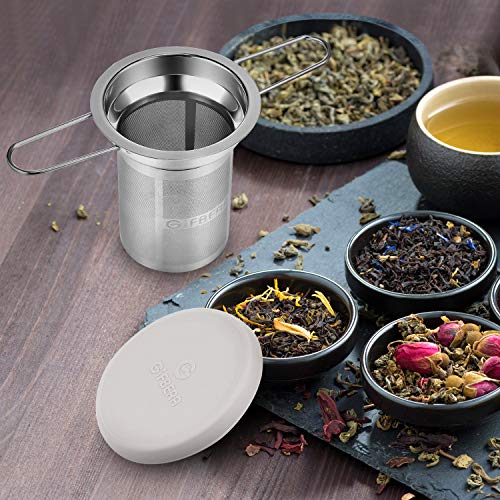 Gifbera Stainless Steel Tea Infuser Extra Fine Mesh Strainer with Large Capacity & Perfect Size Double Handles - Fits Standard Cups Mugs Teapots (Long-Handled) - Thumbnail 5