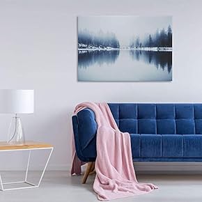Canvas Wall Art - Peaceful Lake in The Forest and Snow in Winter - Giclee Print Gallery Wrap Modern Home Art Ready to Hang - 12" x 18"