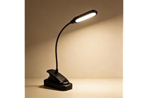 LED Book Light for Reading in Bed, Eye-Care Dimmable Clip on Reading Light with 3-Level Brightness & Flexible Gooseneck, USB 