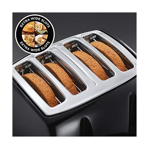 Russell Hobbs 21651 Textures 4-Slice Toaster 21651-Black, Plastic, Black