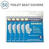 Disposable Toilet Seat Covers 50 Count (5 Packs of 10 Covers), Travel Pack Pocket Sized Pack watersoluble, Anti-Bacteria Paper