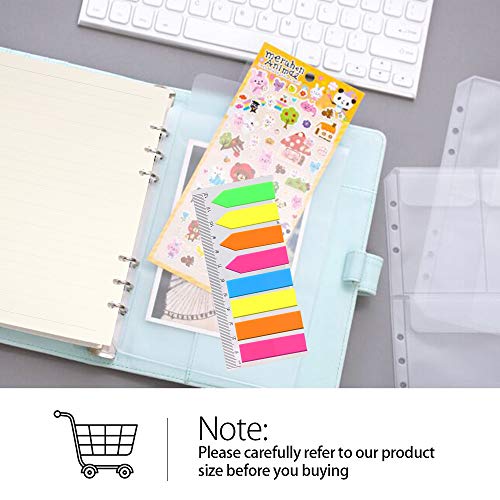 2 Pack A5 Refill Paper & 2 Pieces A5 Loose-Leaf Pockets & 1 Pack 160 Pieces Index Tabs with Ruler, LEOBRO A5 6 Holes Refillable Craft Paper for 6-Ring Binder Leather Journal Notebooks