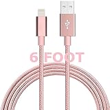 iphone Lightning Cable, SCARA Nylon Braided Extra Long 6ft USB Syncing and Charging Cable Cord Charger for Apple iPhone se/7/7 plus/6 plus/6s plus/6/6s/5/5S/5C, iPad 4, iPad Air 1/2, iPad Mini, iPod