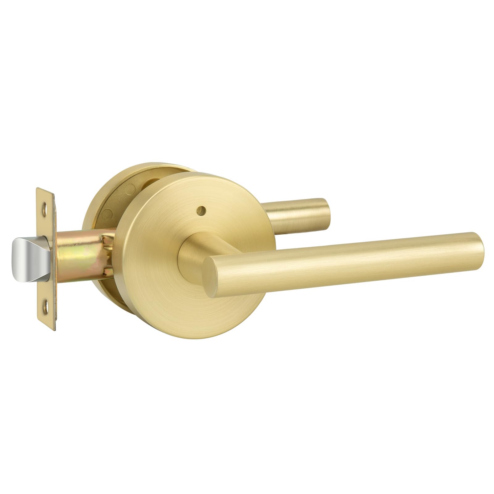 Photo 1 of goldenwarm Gold Privacy Door Handle, Heavy Duty Zinc Alloy Interior Door Handles, Interior Brushed Gold Door Lever for Bedroom, Bathroom, 1 Pack