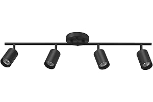 GLOBE Electric 64000012 30" 4-Light Track Lighting, Matte Black, Ceiling Light, Vintage, Kitchen Lights, Bulb Not Included