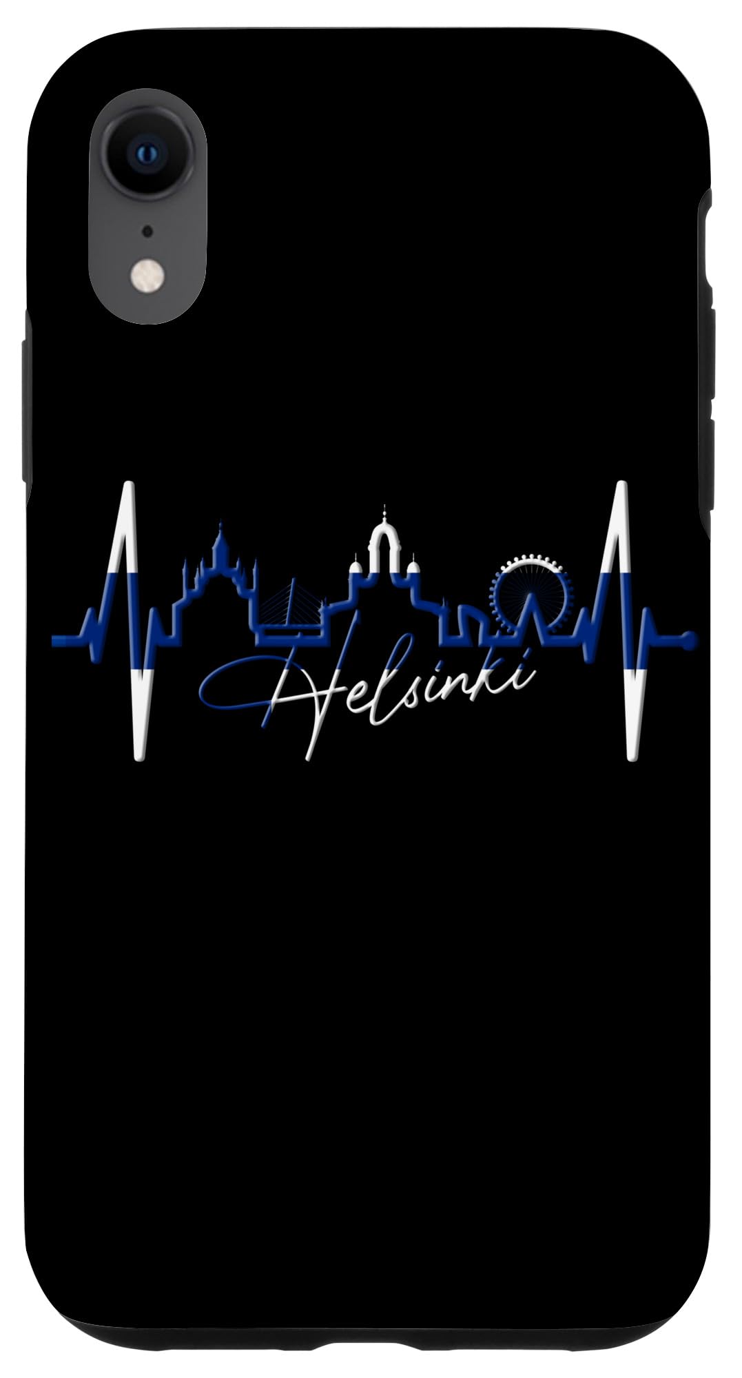 Helsinki Skyline Heartbeat Finland Fan Heart I Love Helsinki Case for iPhone XR