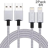 Xcords(TM) 2Pack 6Ft Nylon Braided iPhone 8 Pin Lightning Cable Data Syncing Cord for iPhone 6/ 6 Plus/ 6s/ 6s Plus /5/5s/5c/SE iPad Pro/iPad Mini/ iPad Air/iPod Touch 5/iPod Nano 7