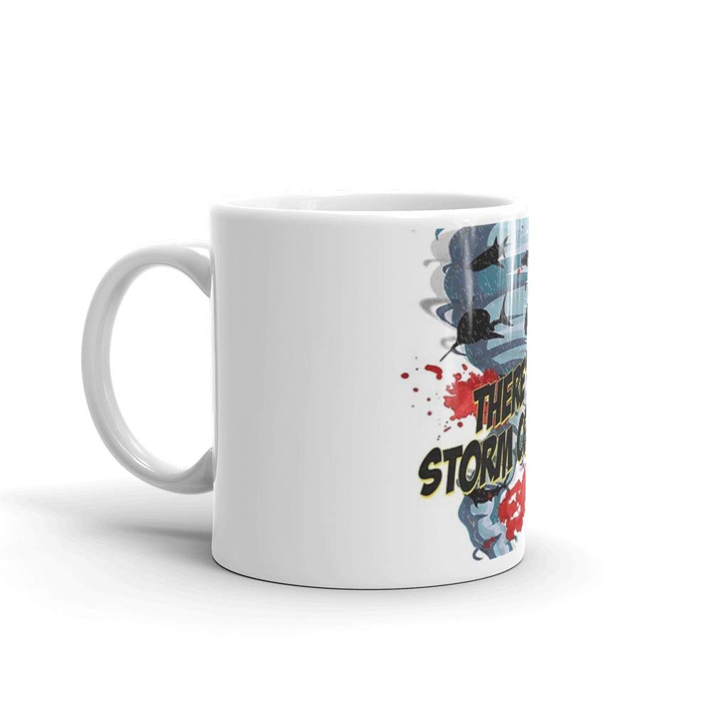 Shark Tornado - Shark Cult Movie - Shark Attack - Shark Tornado Horror Movie Parody - Storm's Coming!. 11 Oz Fine Ceramic Mug With Flawless Glaze Finish