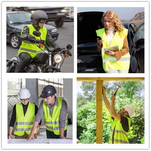 Anlising 4PCS High Visibility Safety Vests,Hi Vis Safety Vests with 2 Reflective Stripes,Night Workwear Reflective Vest,Reflective Jackets Waistcoat,for Running,Biking,Surveyor and Traffic Work - Image 3