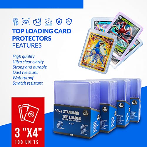 Top Loaders for Cards 100 Count 3 x 4 inches, Clear Trading Card