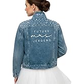 Pretty Robes Bride Jean Jacket For Wedding, Customized Pearl Denim Bridal Jacket