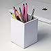 Iremico Colorful PU Leather Pencils Holder Stationery Organizer for Home Office (Square White)