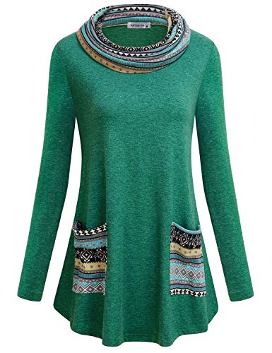 MOQIVGIWomens Long Sleeve Tunic Tops Cowl Neck Pullover Sweatshirts with Pockets
