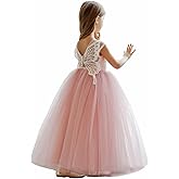 KAQININI Flower Girl Dress Butterfly Embroidery Tulle Elegant Fancy Satin Formal Holiday Communion Party Pageant Gown