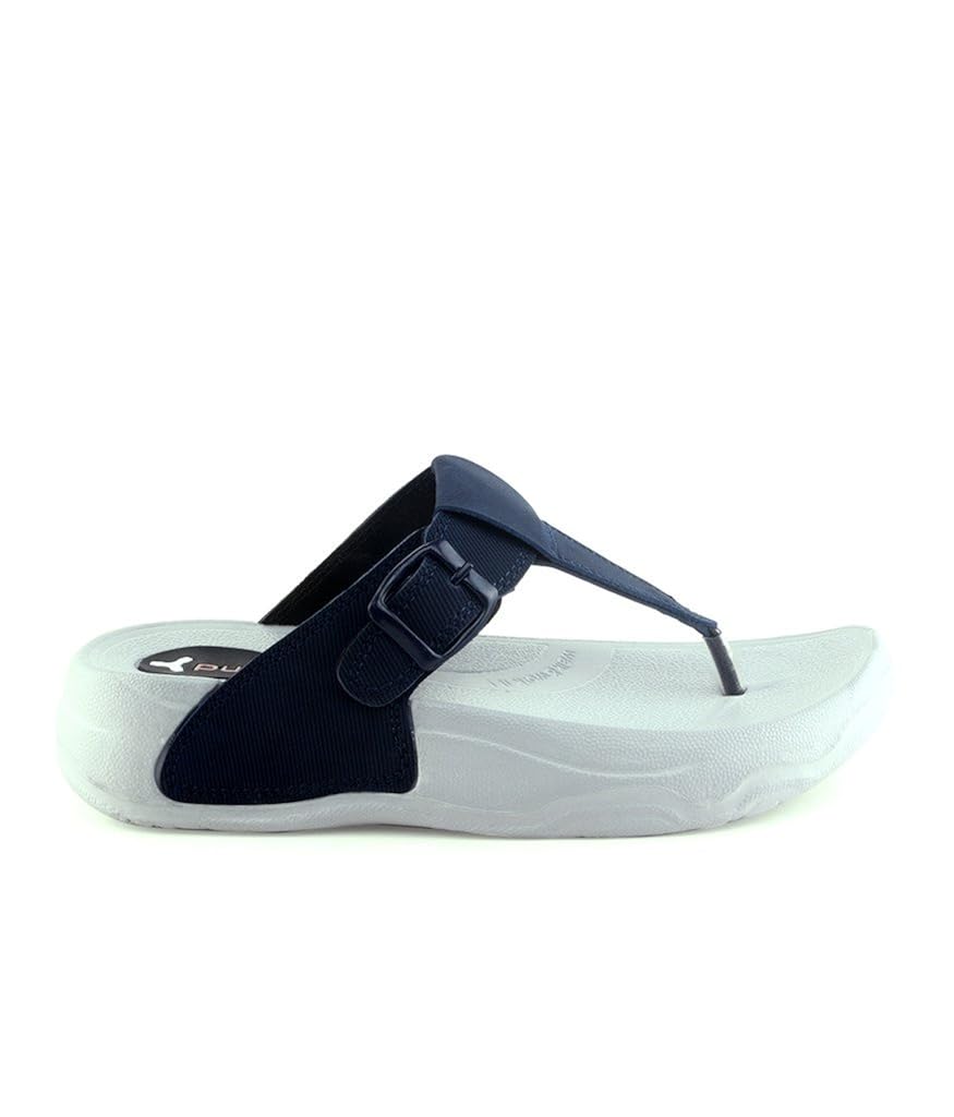 pure women's navy blue synthetic flats - 4