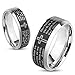 Lord's Prayer Black Beveled Edge IP Stainless Steel Ring with Cross