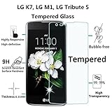 LG K7, LG M1, LG Tribute 5 -Glass Screen Protector, The3Knights[TM] - [Tempered Glass] + The3Knights[TM] Classic Stylus