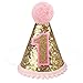 ANYI16 Gold Glitter Sparkle Princess 1st Birthday Hat with Adjustable Headband for Baby Girl Party Supplies