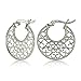 Hoops & Loops 925 Sterling Silver Flat Round Shape Floral 21mm Medallion Filigree Flower Design Earrings for Women Teen Girls, Silver