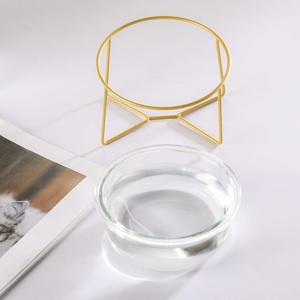 Glass Cat bowls Elevated Tilted, Raised Cat Bowl Anti Vomiting, Cat Feeding Bowls with Metal Stand, Small Dog Bowl - Image 5
