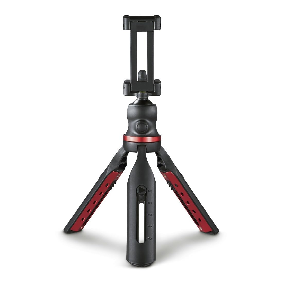 Hama Camera & Phone Tripod, Red, Aluminium & Plastic, Compatible with Foto/Video/Handy/Smartphone, Height-Adjustable up to 19 cm, Foldable, Max. Weight Capacity 500g