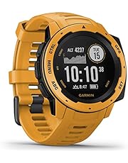 Garmin Instinct – wasserdichte Sport-Smartwatch mit Smartphone Benachrichtigungen und Sport-/Fitnessfunktionen mit GPS, 14 Tage Akkulaufzeit, Gelb