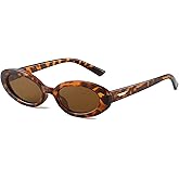 LJCZKA Retro Oval Sunglasses for Women Trendy Small Face Sunglasses 90s Vintage Shades Fashion Cat Eye Sun Glasses