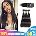 AoDai Hair 9A Brazilian Hair Loose Wave 3 Bundles with Lace Closure 100% Unprocessed Virgin Human Hair 4x4 Free Part Lace Closure Virgin Hair Extensions Natural Color (st10 12 14, loose wave)